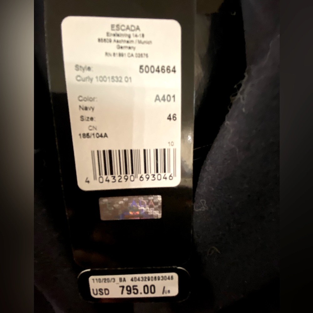 NWT Authentic Escada Sport Dark Navy Coat - Picture 2 of 4